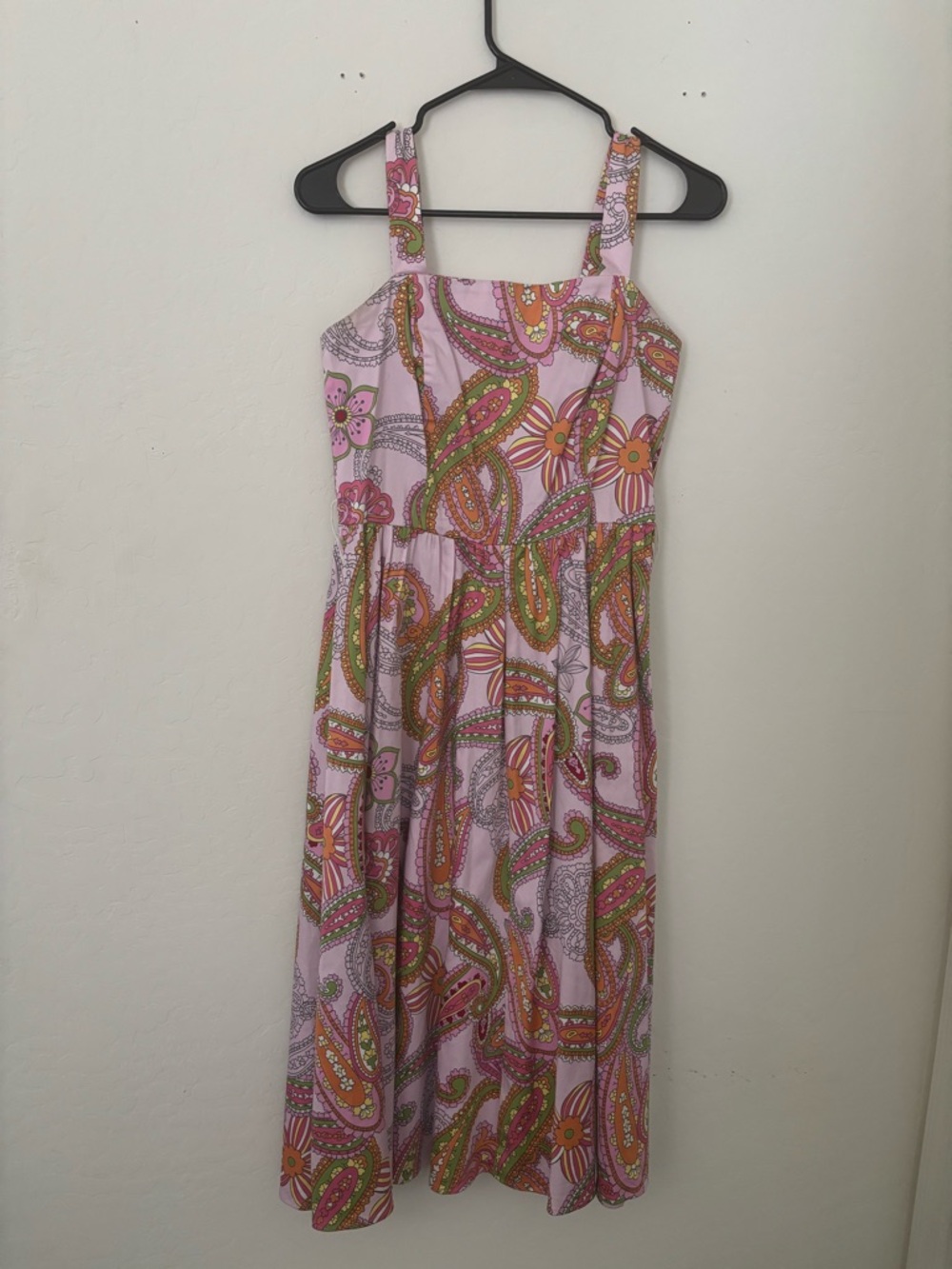 Lily Vintage Pink Paisley Midi Dress Floral Mod 60s Style S